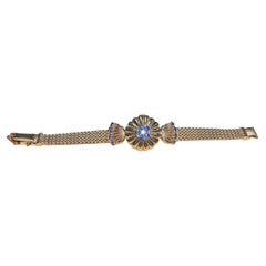 14K Gold, Diamond and Sapphires Hidden Watch Bracelet