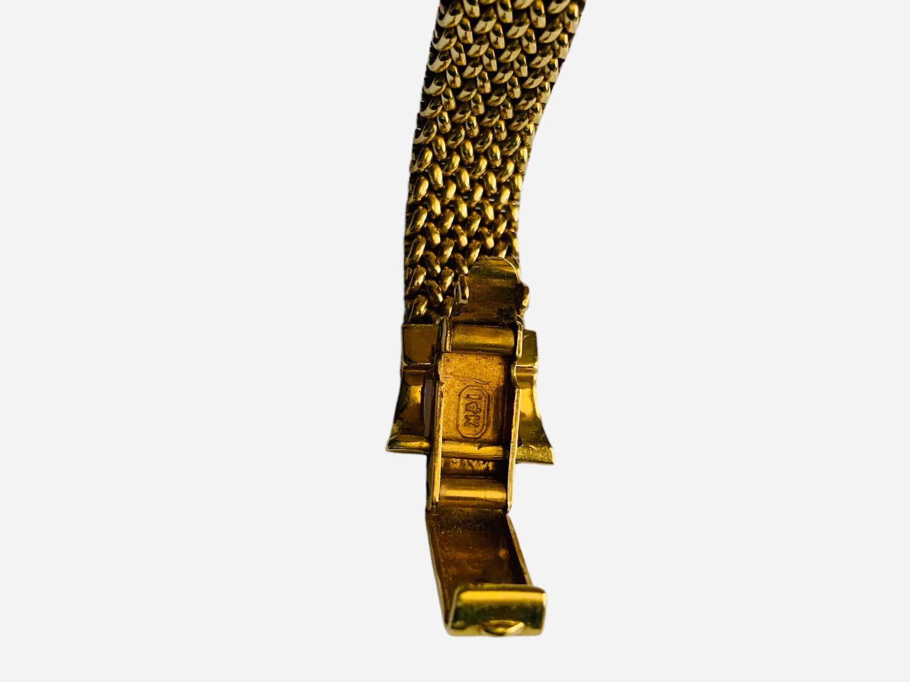 14K Gold, Diamond and Sapphires Hidden Watch Bracelet  For Sale 2