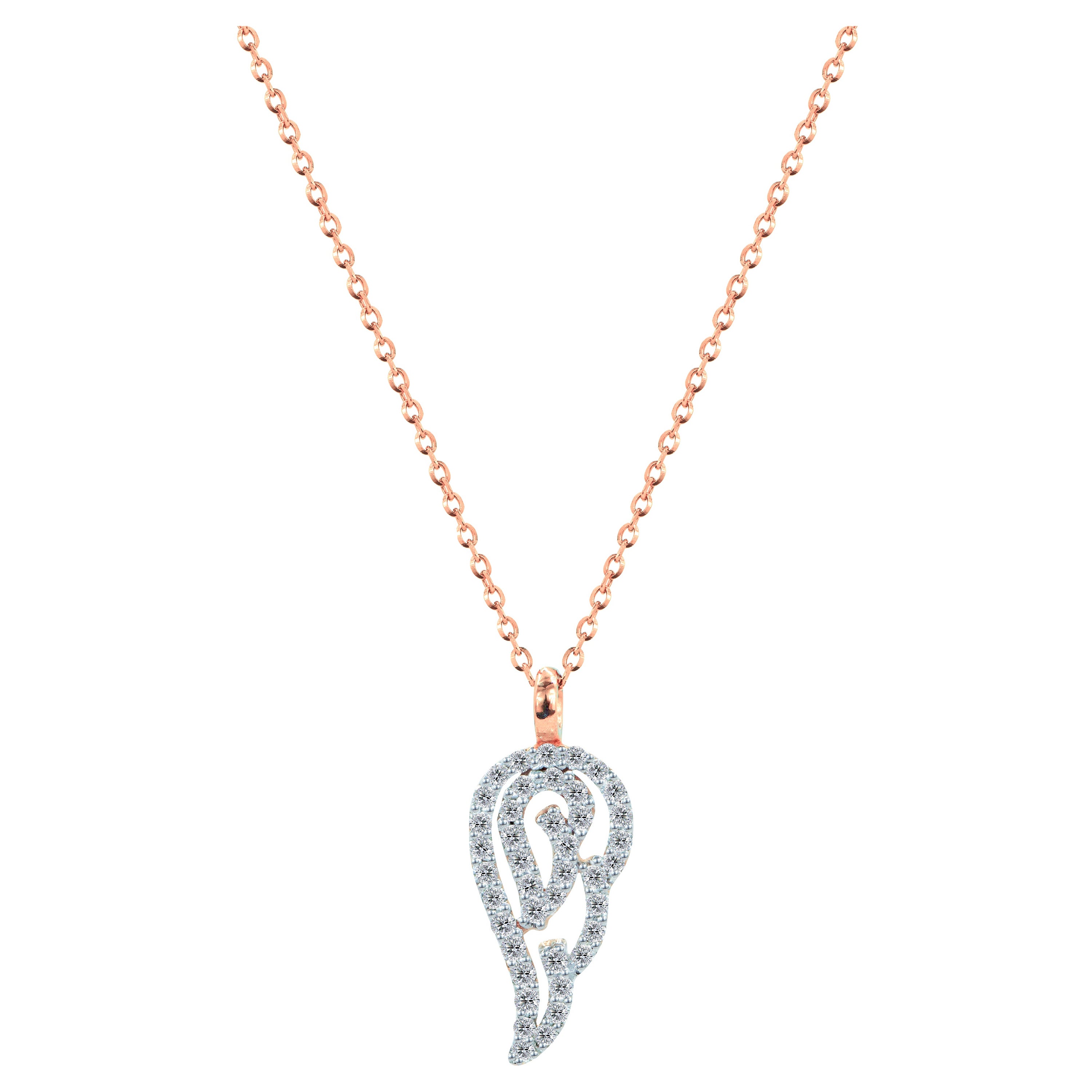 Collar de oro de 14 quilates con diamantes y alas de ángel Colgante con encanto Angel Protect
