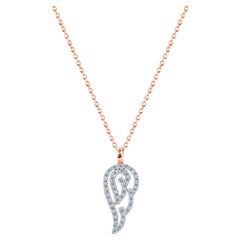 Collar de oro de 14 quilates con diamantes y alas de ángel Colgante con encanto Angel Protect