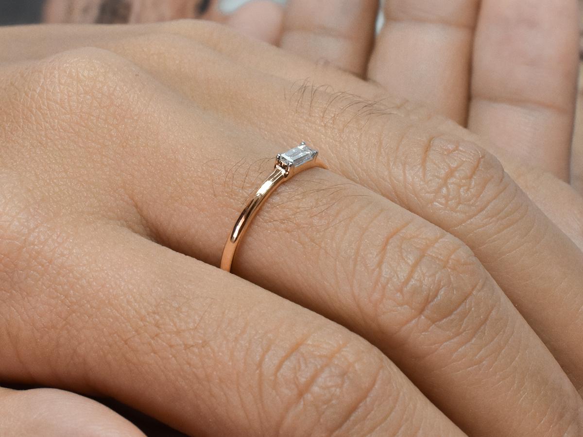 For Sale:  14k Gold Diamond Baguette Baguette Diamond Engagement Ring 9