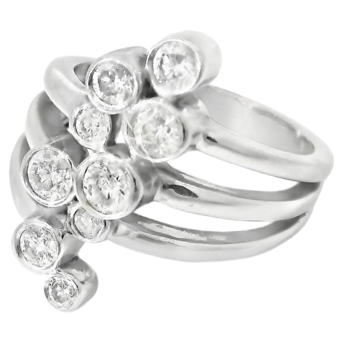 14-Karat-Gold-Diamant-Ring im zweifarbigen, breiten Design