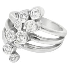 14-Karat-Gold-Diamant-Ring im zweifarbigen, breiten Design