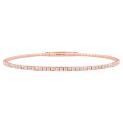 Bracelet jonc en or 14 carats avec diamants de 0,80 carat de pureté VS et or rose