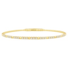 Bracelet jonc en or jaune 14 carats avec diamants de 0,80 carat de pureté VS
