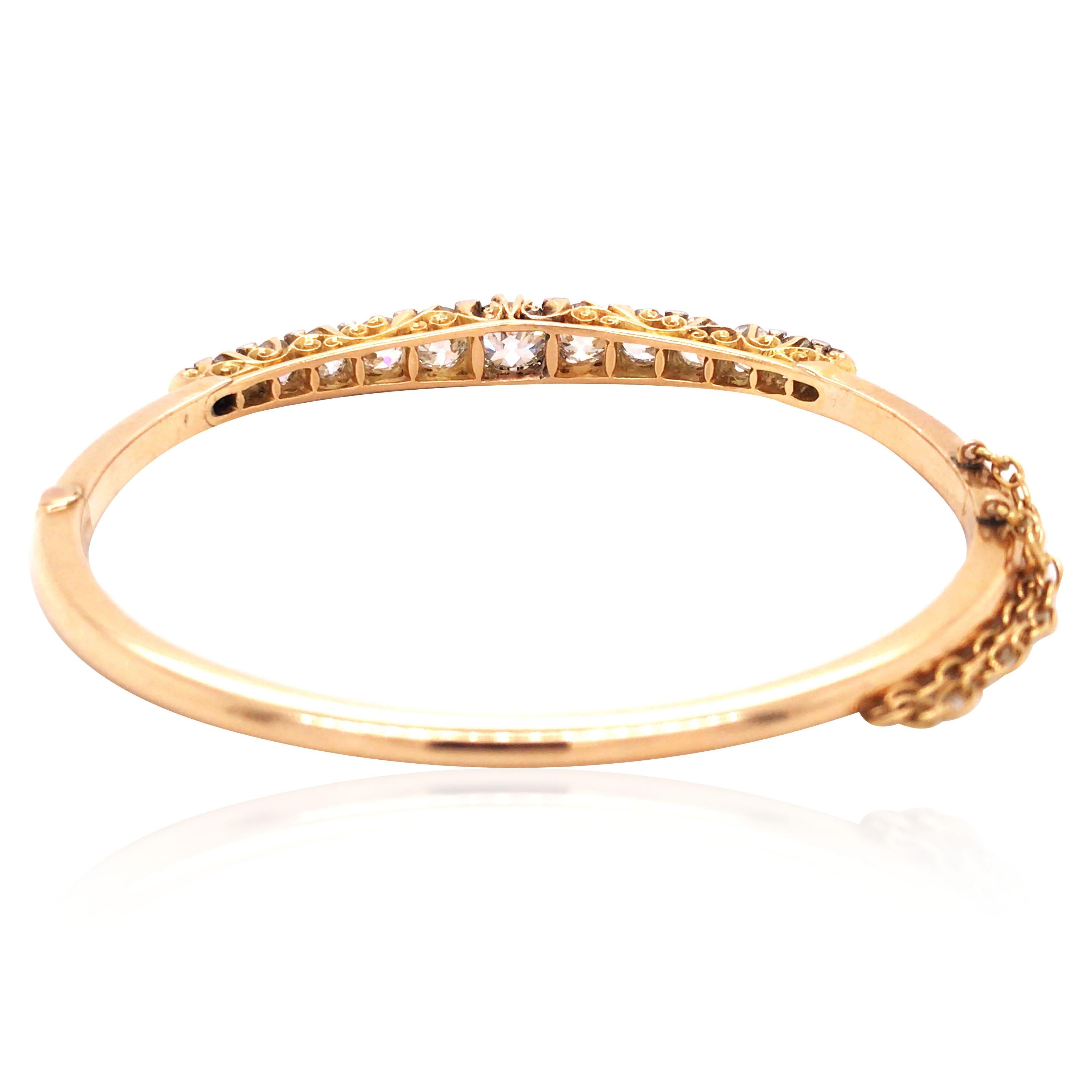 Bracelet en or 14K avec diamant Bon état - En vente à New York, NY