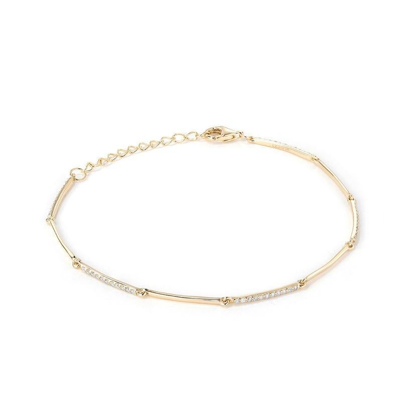 Pulsera Cadena Twist Bar Diamantes Oro 14K Moderno en venta