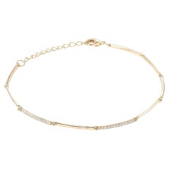 Twist Bar 14K Gold Diamond Chain Bracelet