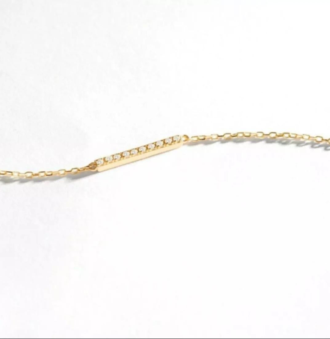 Round Cut 14K Gold Diamond Bar Bracelet Solid Gold Bracelet For Women Diamond Jewelry Gift For Sale