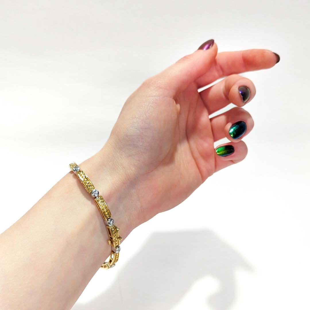 Bracelet à maillons en or 14k avec diamants et barrettes  en vente 6