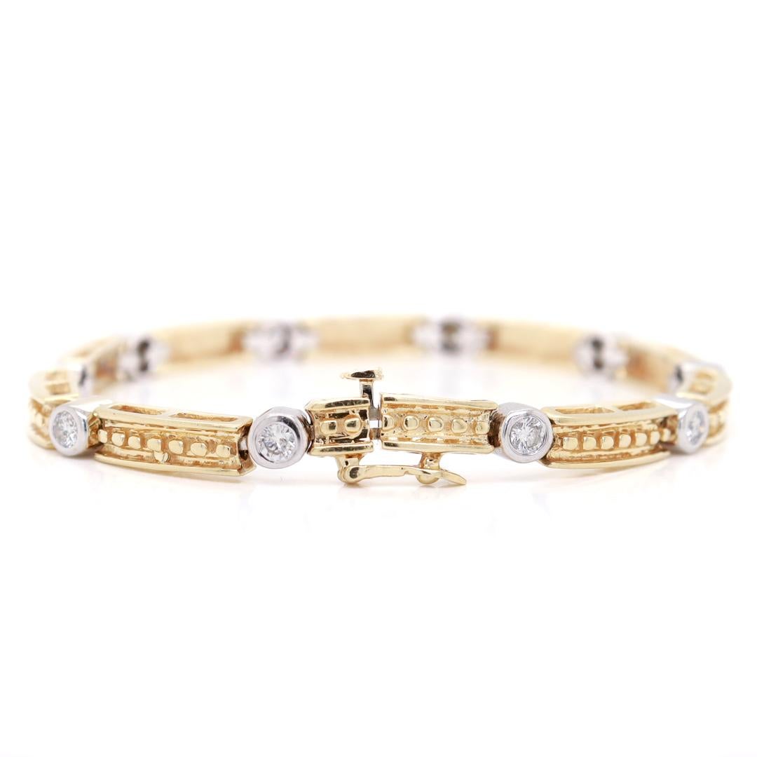 Bracelet à maillons en or 14k avec diamants et barrettes  en vente 2