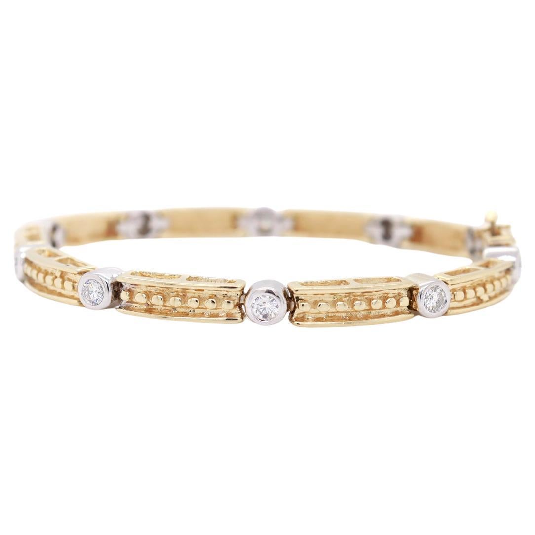 Bracelet à maillons en or 14k avec diamants et barrettes  en vente