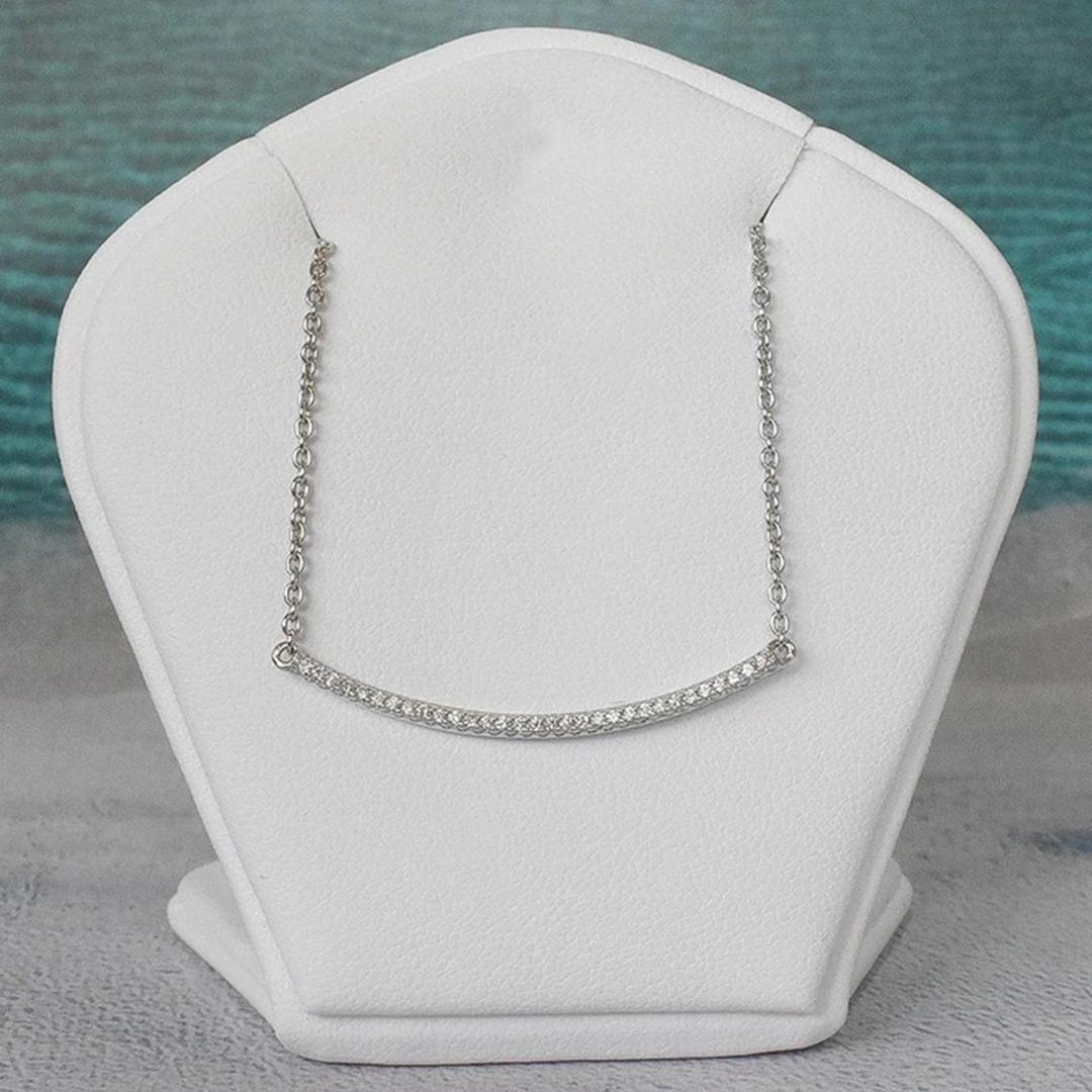 Diamond Bar Necklace is made of 14k solid gold.
Available in three colors of gold: White Gold / Rose Gold / Yellow Gold.

Diamond Bar Necklace showcasing 31 Brilliant Round Cut, Natural and Ethically Sourced Diamond pave set by master setter at