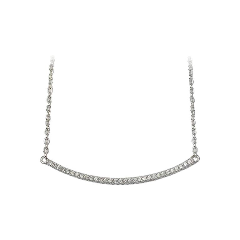14k Gold Diamond Bar Necklace Curved Bar Necklace Bridal Necklace