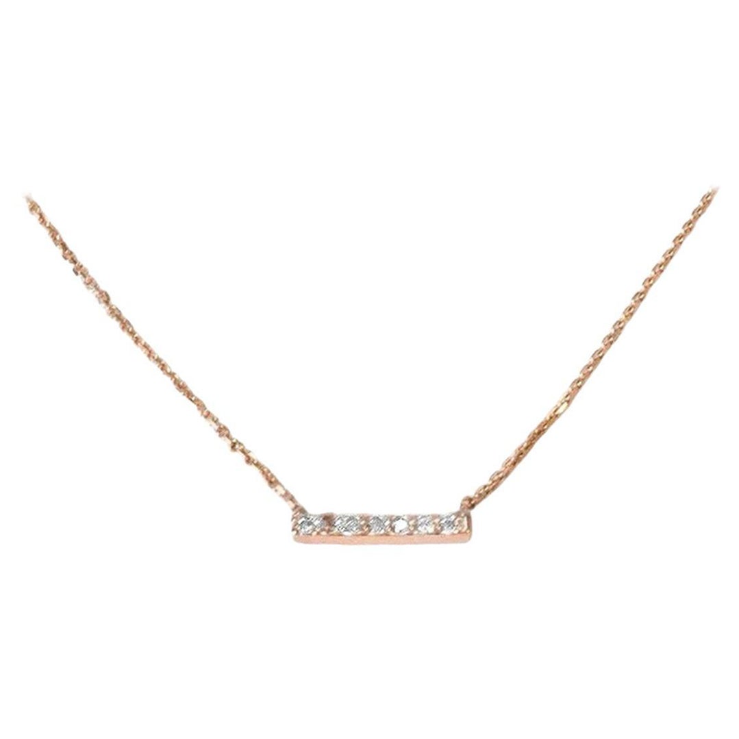 Collana a barre di diamanti in oro 14k Ciondolo a barre di diamanti micropave