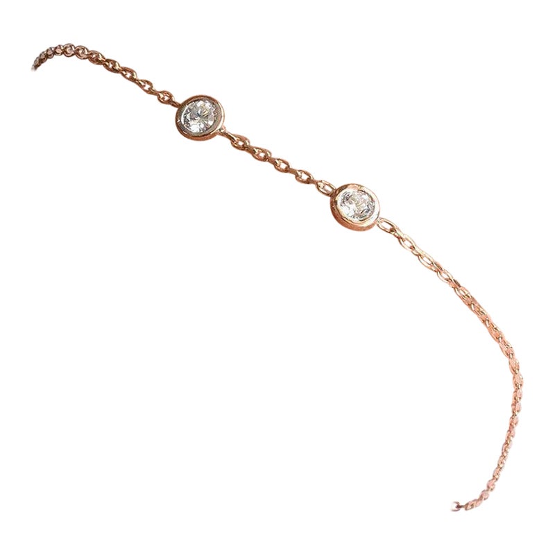 Bracelet duo de diamants en or 14 carats avec lunette