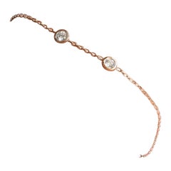 Bracelet duo de diamants en or 14 carats avec lunette