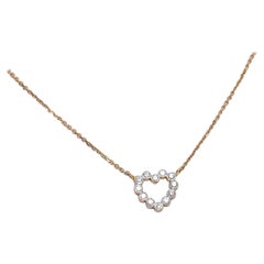 14k Gold Diamond Bezel Heart Necklace Valentine Jewelry