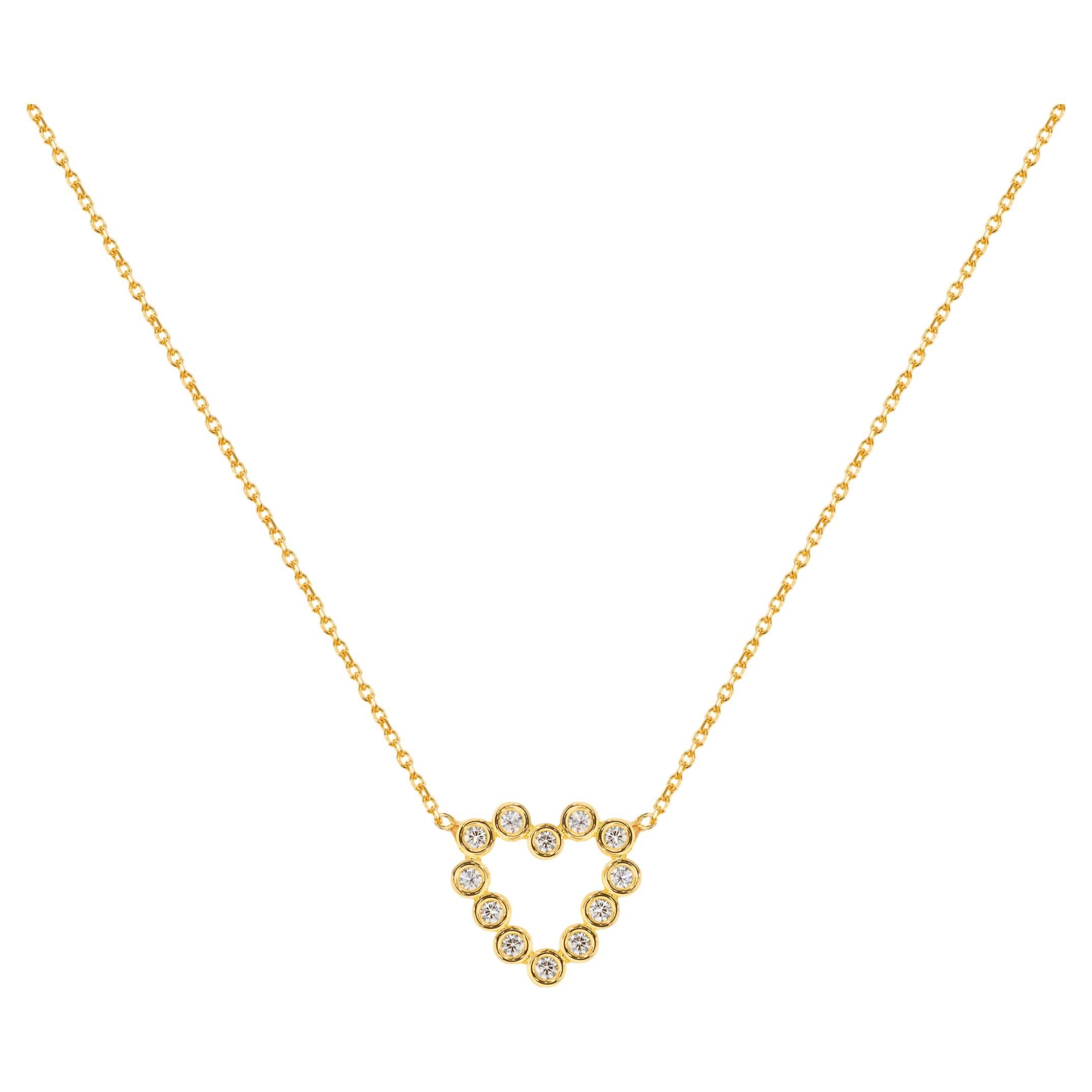 Herz-Halskette aus 14 Karat Gold mit Diamant-Lnette Valentine Jewelry im Angebot