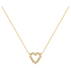 14k Gold Diamond Bezel Heart Necklace Valentine Jewelry