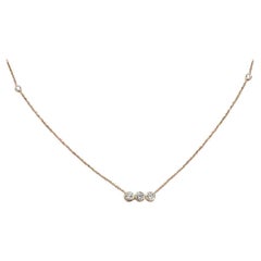 14k Gold Diamant-Halskette mit Lünette und Diamant-Bar-Halskette