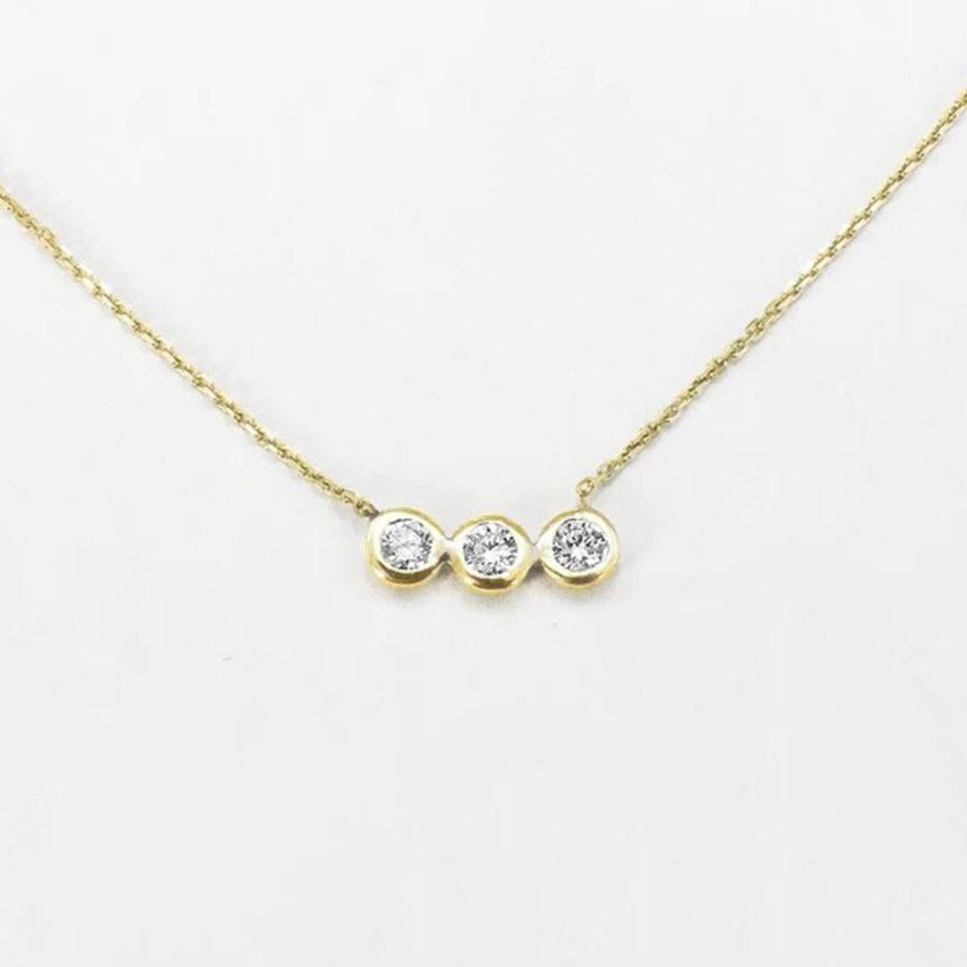 Modern 14k Gold Diamond Bezel Necklace Diamond Bar Necklace Layered Jewelry For Sale