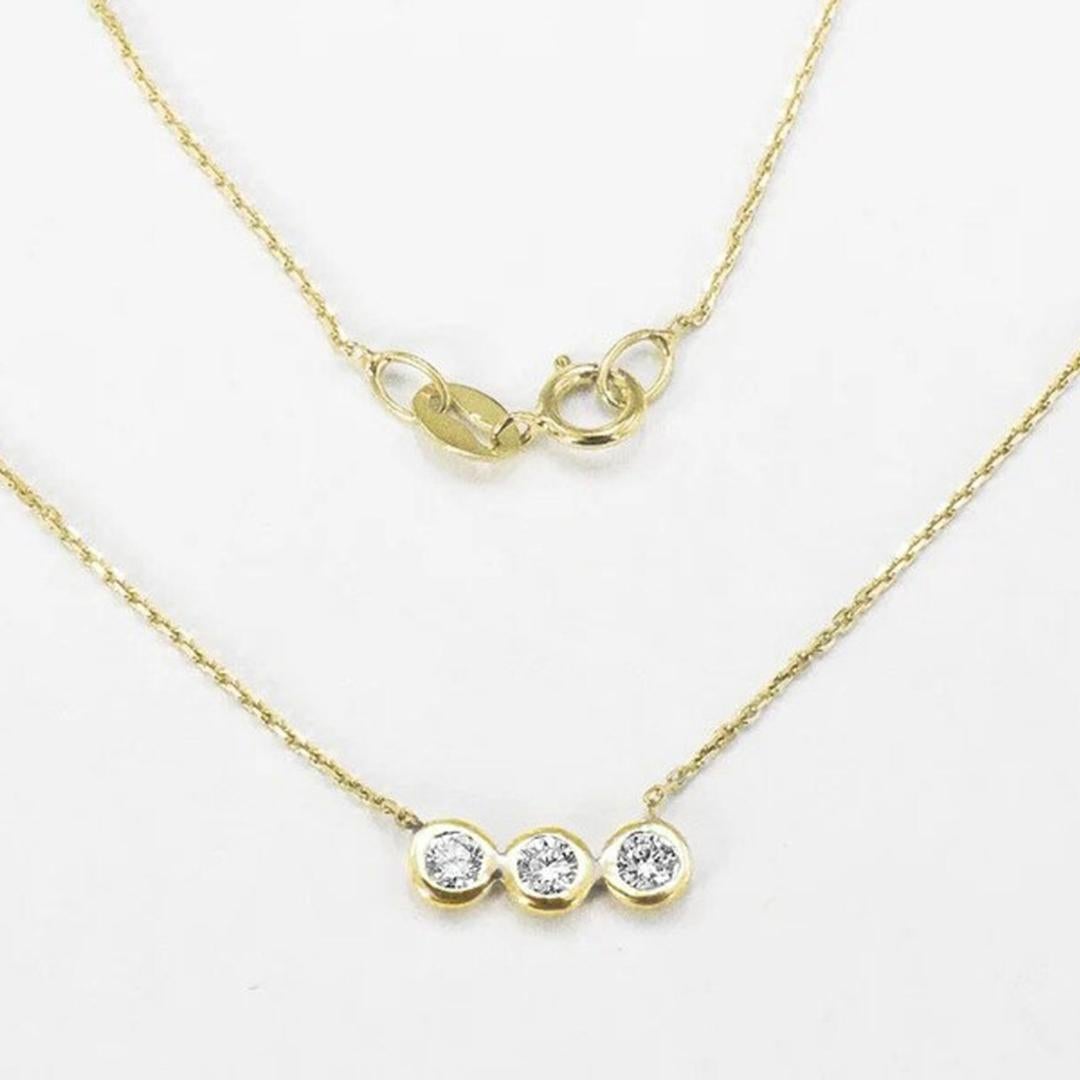 14k Gold Diamond Bezel Necklace Diamond Bar Necklace Layered Jewelry In New Condition For Sale In Bangkok, TH
