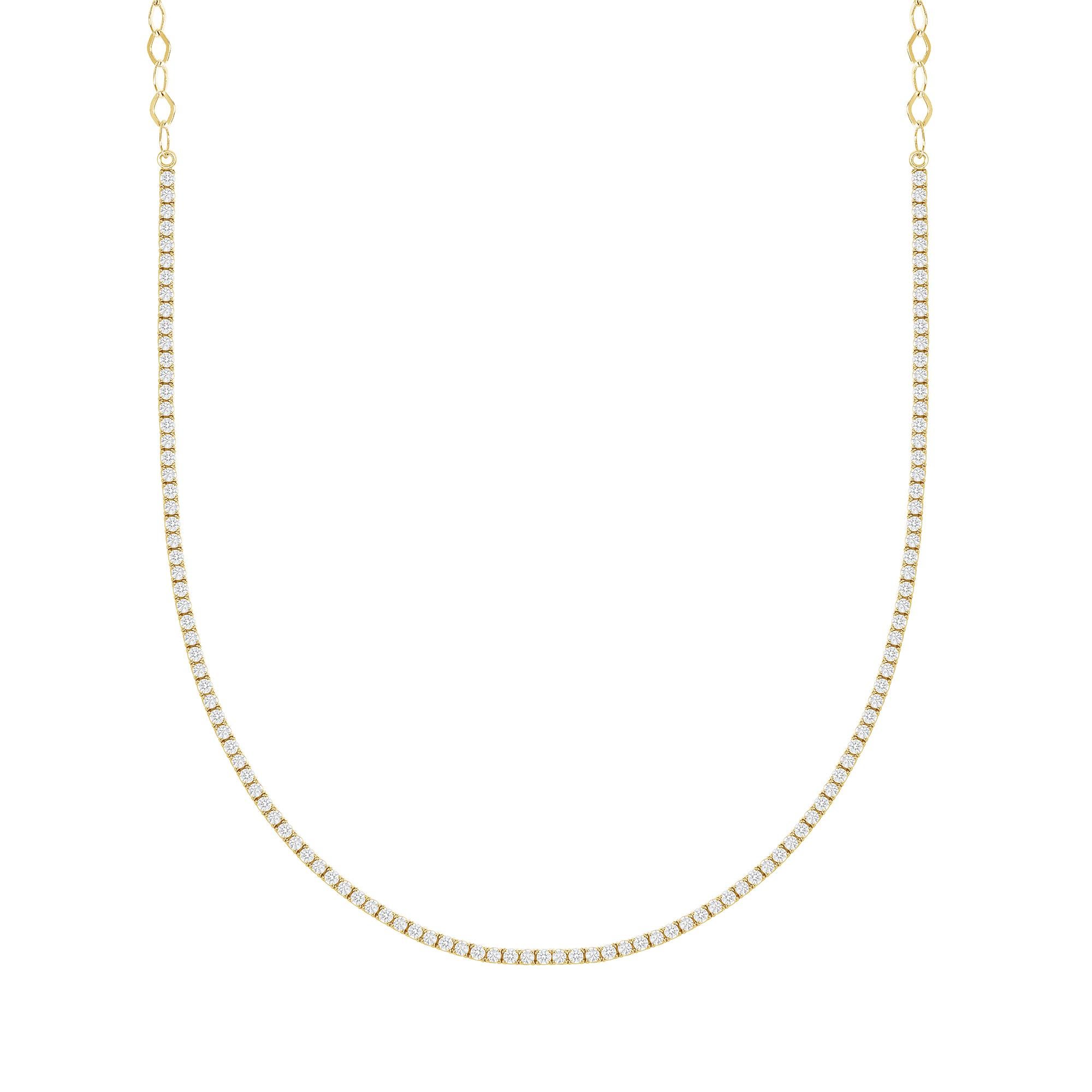 14k Gold Diamant Kette Halskette, Tennis Halskette, Choker Verstellbare Halskette (Rundschliff) im Angebot