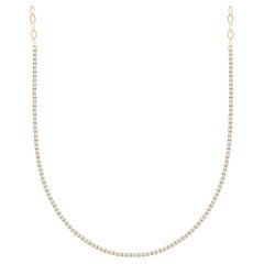 14k Gold Diamond Chain Necklace, Tennis Necklace, Choker Adjustable Necklace