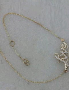 14K Gold Diamond Charm Bracelet Jewelry Natural Diamond Birthday Gift For Women.