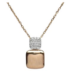 14k Gold Diamond Charm Pendant Necklace Lucky Pillow Charm Necklace