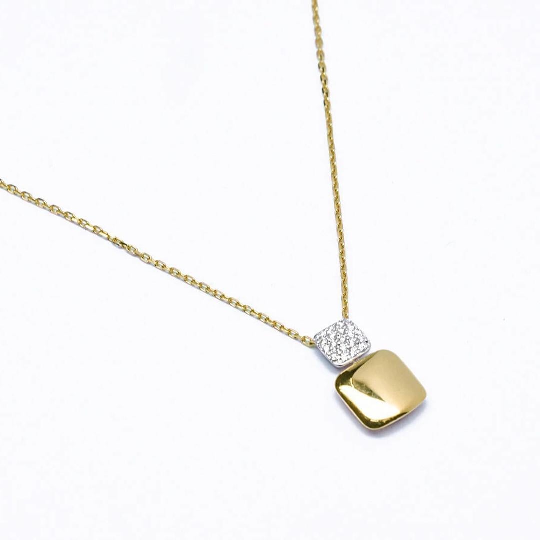 14k Gold Diamond Charm Pendant Necklace Lucky Pillow Charm Necklace In New Condition For Sale In Bangkok, TH