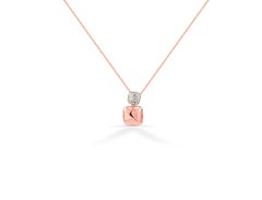 14k Gold Diamond Charm Pendant Necklace Lucky Pillow Charm Necklace