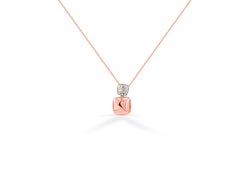 Collier pendentif breloque Lucky Pillow Charm en or 14 carats et diamants