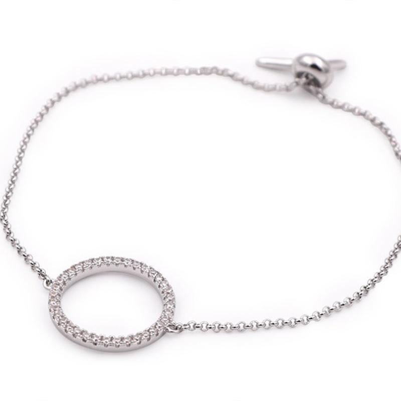 Moderno Bracciale aureola con diamante rotondo in oro giallo 14K in vendita