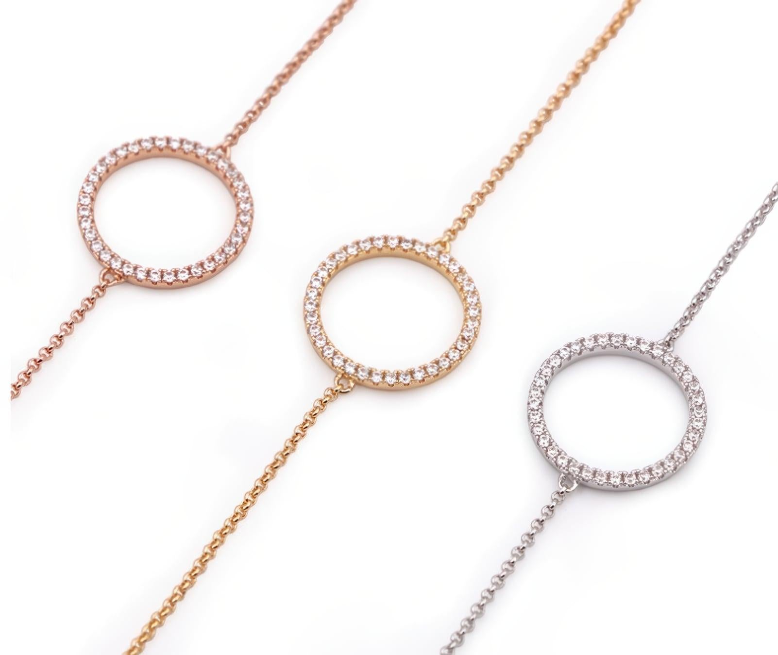 Bracciale aureola con diamante rotondo in oro giallo 14K In condizioni Nuovo in vendita a Los Angeles, CA