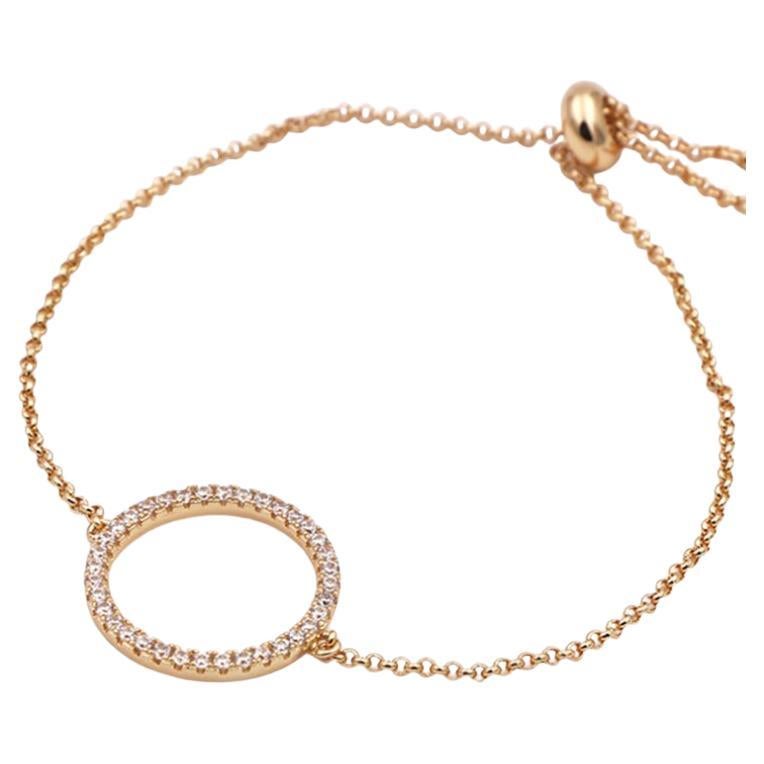Bracelet halo en or jaune 14 carats avec diamants ronds