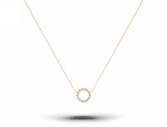 14k Gold Diamond Circle Necklace Layering Necklace