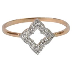 14k Gold Diamond Clover Ring Engagement Ring Stackable Diamond Ring