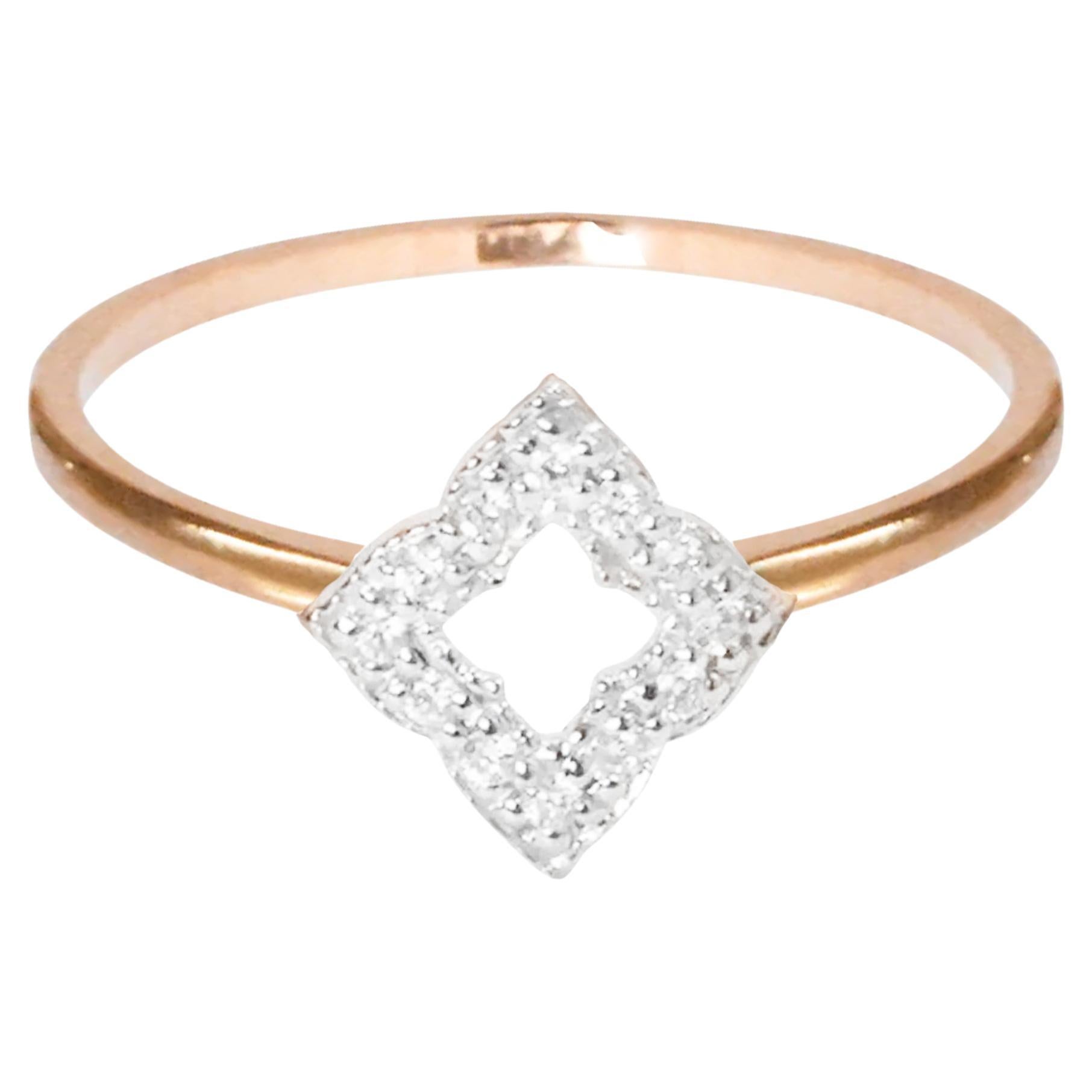 14 Karat Gold Diamant Kleeblatt-Verlobungsring mit stapelbarem Diamantring