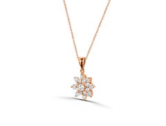 14k Gold Diamond Cluster Necklace Flower Cluster Necklace Minimalist Necklace