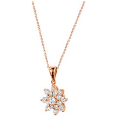 14k Gold Diamant-Cluster-Halskette mit Blumen-Cluster-Halskette Minimalistische Halskette