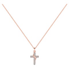Collana con croce di diamanti in oro 14k Ciondolo per battesimo e cresima