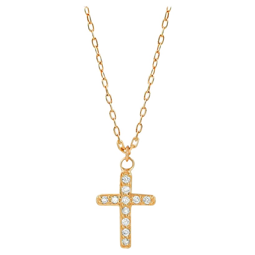 Collana con croce in oro 14k e diamanti Collana con ciondolo a croce