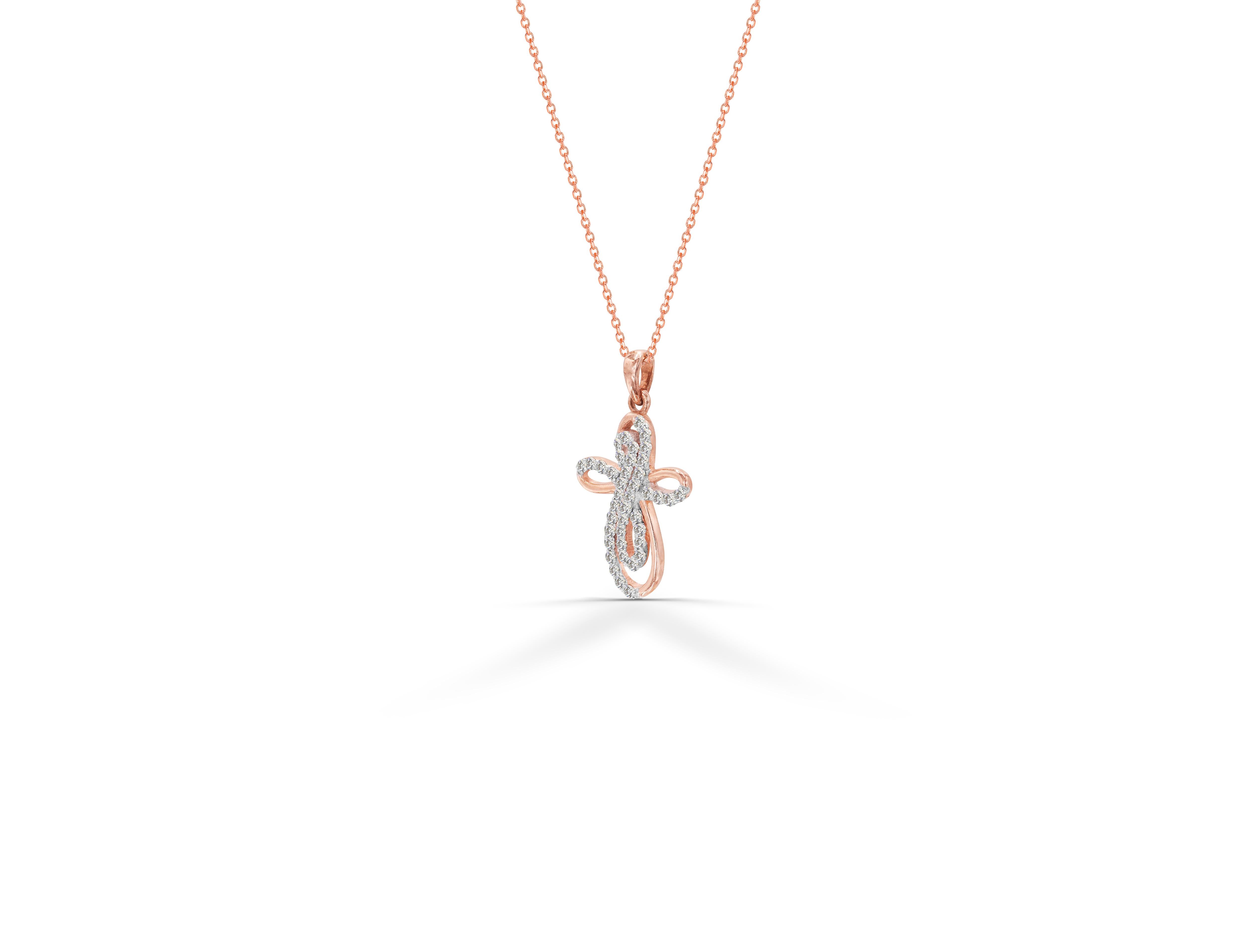 14k Gold Diamond Cross Necklace Diamond Cross Pendant Communion Gift For Sale 2