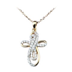 14k Gold Diamond Cross Necklace Diamond Cross Pendant Communion Gift