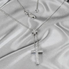 14k Gold Diamond Cross Necklace Lariat Diamond Cross Necklace