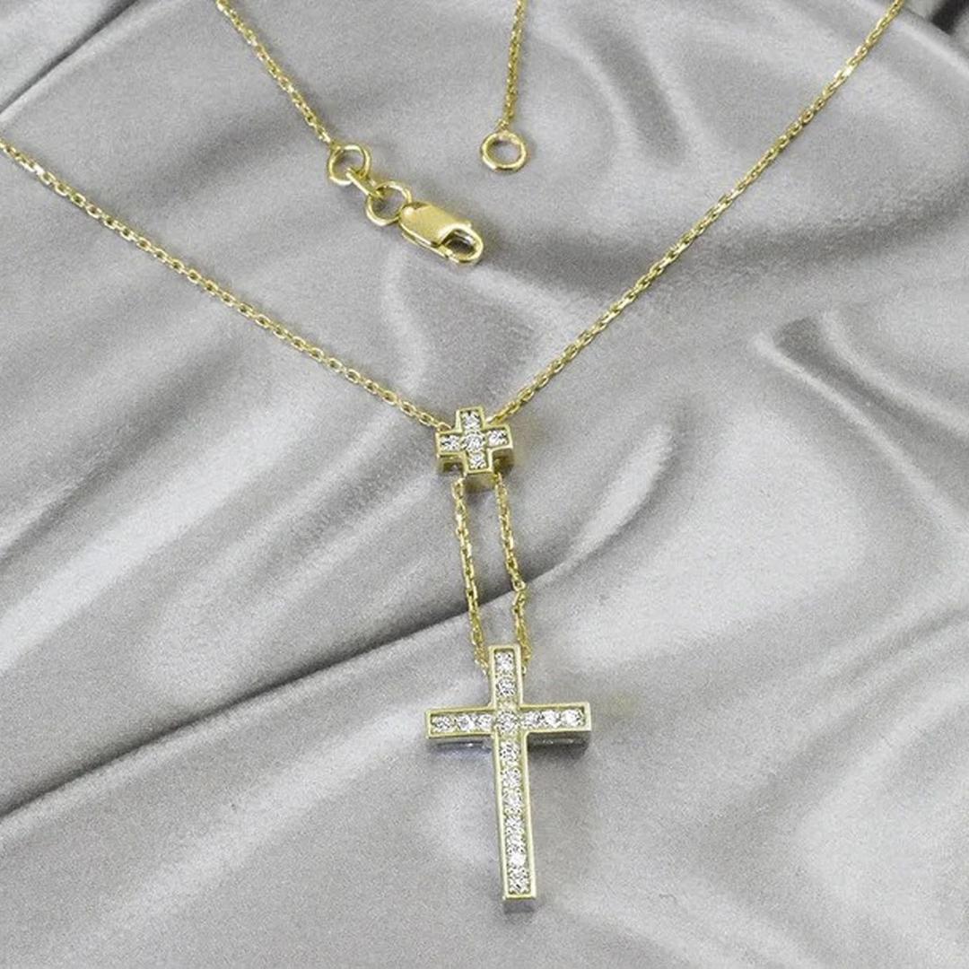 14k gold cross necklace with diamond