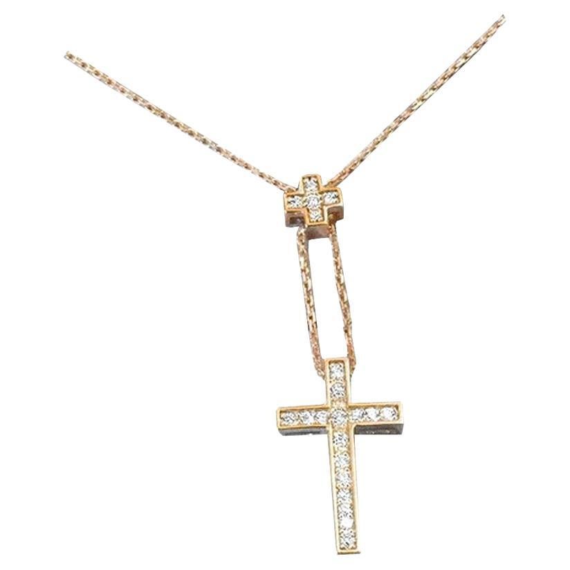 18k Gold Diamond Cross Necklace Lariat Diamond Cross Necklace For