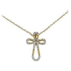 Collier croix en or 14K avec diamants Collier religieux avec diamants